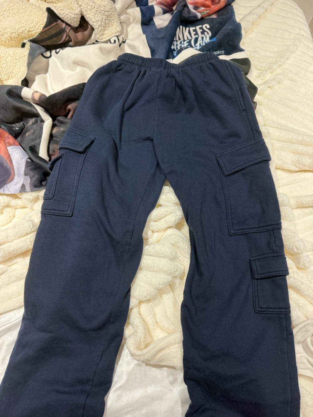 NAVY CARGO GARAGE SWEATPANTS